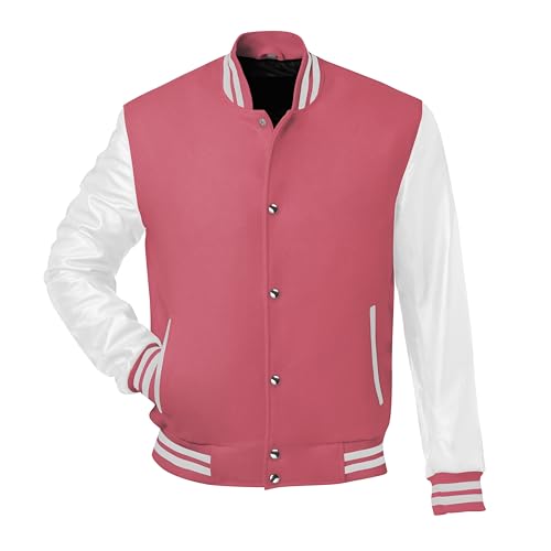 Image of Red And Black Letterman Jacket Men - Mens Black Varsity Letterman High School Baseball Bomber Jacket
