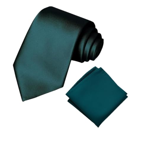 Bureaucrat Men's Solid Micofiber Self Silk Formal/Casual Thin Tie Necktie with Pocket Square Set for Men
