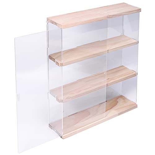 ACRLIE Vitrine Murale pour Collection, Figurine, Mini Voiture Collection, Objet Manga, 3 étages Acrylique Vitrine avec Couvercle et Base en Bois Noir, Déco Boîte Plexiglas pour Salon