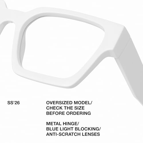 Image of livho Oversized Eyewear Frame for Woman and Men - Rectangle Fashion Glasses for Computer, Chic Preppy Frame