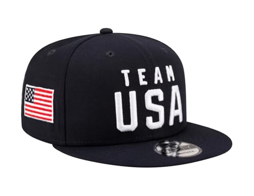 ALLNTRENDS Team USA Hat Embroidered American Flag US Flat Brim Cap (Navy)