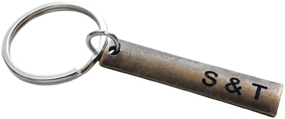 Custom Personalized Antique Bronze Keychain, Engraved Initials, Anniversary Gift, Husband Wife Key Chain, Boyfriend Girlfriend Gift, Customized Couples Keychain - Image 2