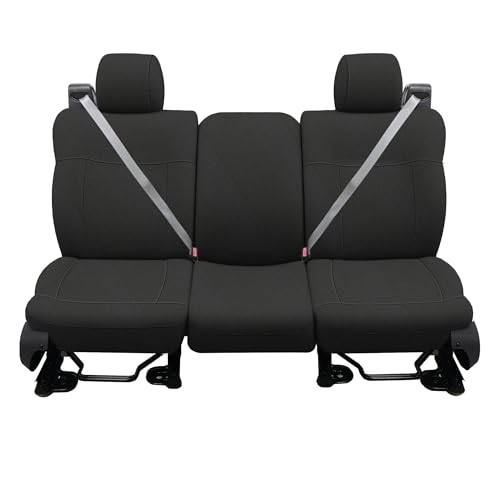 Fioqe Heavy-Duty Knit Seat Covers for Ford F150 XLT Super Cab 2004 2005 2006 2007 2008 Front Bench Durable Fabric Protection - Black