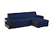 Copridivano con Penisola 3 Posti (L 250 CM) Destra/Sinistra Universale Reversibile Impermeabile, Copridivano Chaise longue Antigraffio, Copridivano Angolare con Tasche Portaoggetti - Blu