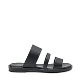 Frau - Chanclas minimalistas de piel, Negro , 41 EU