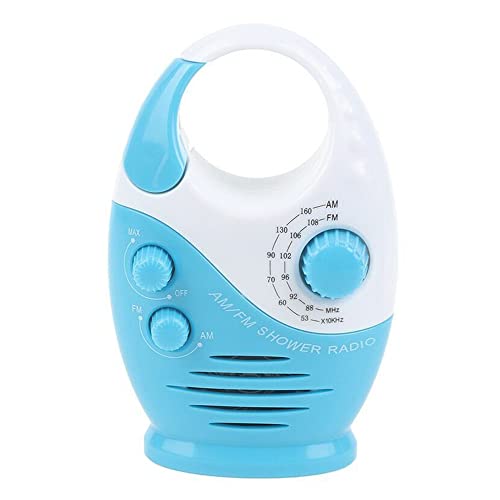 Generic Hanging Shower Radio, Waterproof Portable Shower Music Hanging Radio, Battery Operated Radio Speaker for Home, Bathroom Bath-Blue