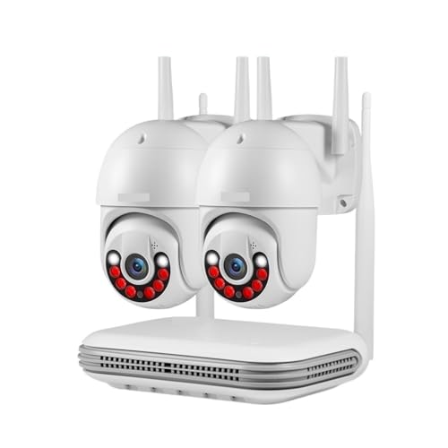 Cámaras de seguridad exteriores, 2K 4MP 6MP Full HD 8CH inalámbrico NVR seguridad IP Kit de de cámara de vigilancia en exterior CCTV grabadora de vídeo para uso interior y exterior(None,2PCS 4MP CAM)