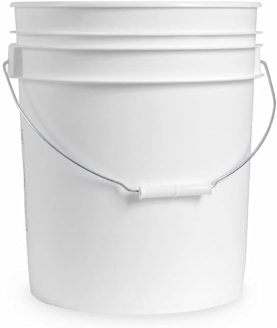 5 Gallon Bucket Only | Made in USA | Food Grade | Durable 90 Mil All Purpose Pail | BPA Free | Premium HPDE | Easy Stack and Store | Lids Not Included (White, 3)