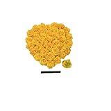 material: The yellow flower head is made of soft silk fabric, which is more durable and beautiful than foam, and the flower head has a full flower core in the middle，Full shape, pressure is not easy to deformation SIZE : Each yellow artificial rose h...