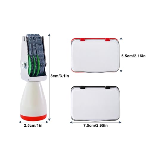 Eier-Datier-Set mit Stempel, Rot- und Schwarz-Tinte, für Eiermarkierung, 4mm Datums-Kautschukstempel, Nur Monat und Tag, kein Jahr