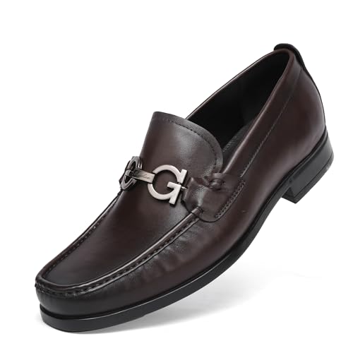 Premium Men’s Penny Loafers – Classic Leather Slip-On Dress Shoes for Business, Wedding & Formal Events – Comfortable Driving Shoes, Coffee, 7