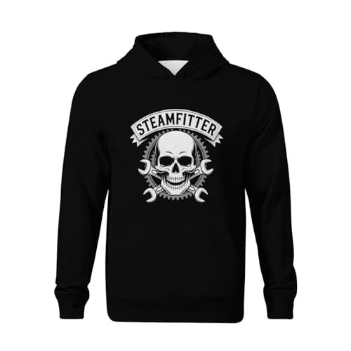Kids Vintage Steamfitter Skull Boys Girls Lightweight Kangaroo Pocket Fleece Hoodies2