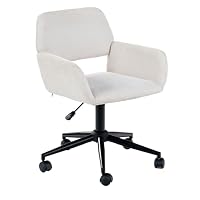 39F FURNITURE DREAM Compact Swivel Work Chair with Fabric Upholstery – Adjustable Height & Supportive Arms – Swivel & Adjustable Height Function,Beige,61x56x76-86cm