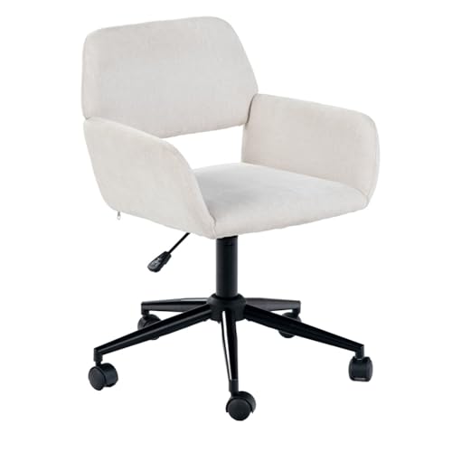 Sedia da ufficio funzionale con copertura in ciniglia beige rotazione liscia e regolazione in altezza funzione girevole e regolabile colore 61 x 56 x 76 - 86 cm