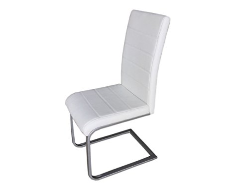 SAM Freischwinger Jan, weiß, Kunstleder, geschwungenes Design, Chrom-Fuß,...