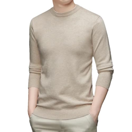 Men's Round Neck Long Sleeved Solid Sweater Soft Warm Comfortable Base Top