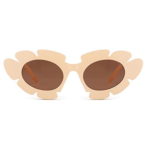 COASION Trendy Cat Eye Flowers Sunglasses for Women Men Retro Fashion Nude Chunky Shades UV400 Protection Sun Glasses2