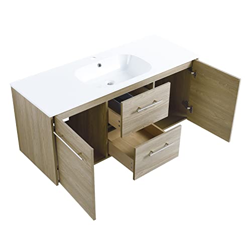 Beingnext 48 Inch Floating Bathroom Vanity With Sink, 48'' Single Sink Wall Mounted Bathroom Vanity, With 2 Drawers, 2 Doors And White Resin Basin Sink Top #TOP6