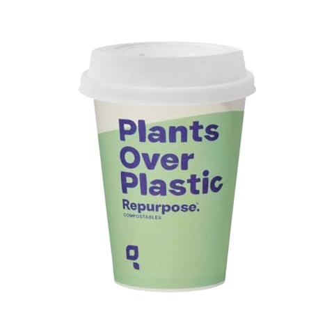 Repurpose Compostables Cup & Lid Set, 12oz, 40 Count, BPA-Free, No PFAS, FDA Non-Toxic, Recyclable Packaging Cover