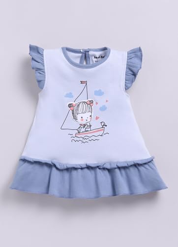 Image of Smart Baby Cotton Frock Set for Baby Girl - Stylish Soft Dress Girl in Ship Print & Frill Collar | Pack of 1
