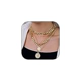 CSIYANJRY99 Gold Coin Medallion Necklaces for Women,Chunky Gold Pirate Necklace 80s Pirate Costume Jewelry Accessories