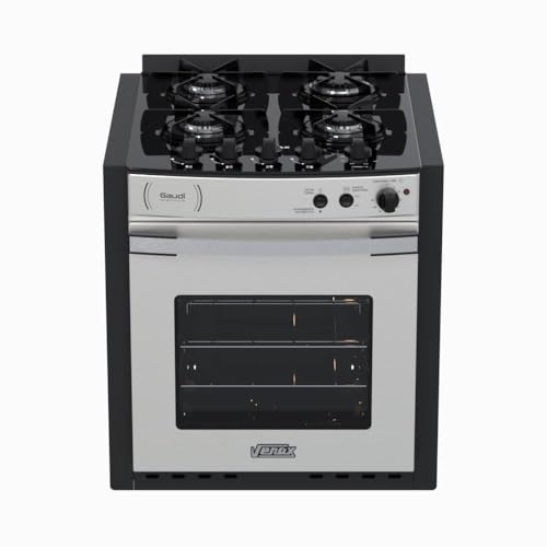 Fogao de Embutir 4 Bocas Venax Gaudi Platinum Vitreo Inox Gas GLP 127 V