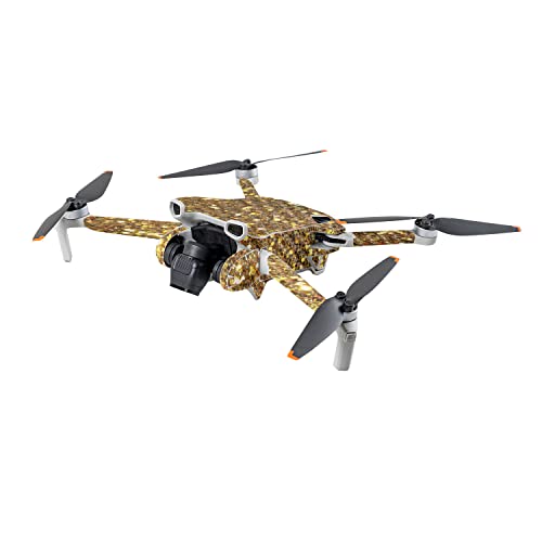 Image of MightySkins Carbon Fiber Skin Compatible with DJI Mini 3 - Gold Dazzle | Protective, Durable Textured Carbon Fiber Finish | Easy to Apply | Made in The USA