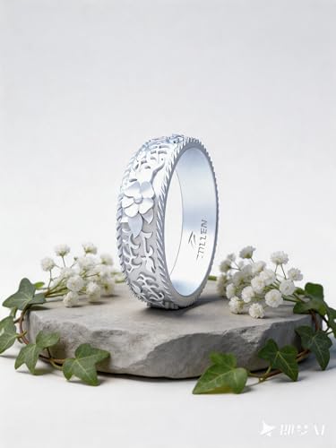 Image of Silicone Wedding Rings for Women 1 /4 /7 Packs -Stackable Silicone Rubber Wedding Bands - Innovative Flower & Vine Collection