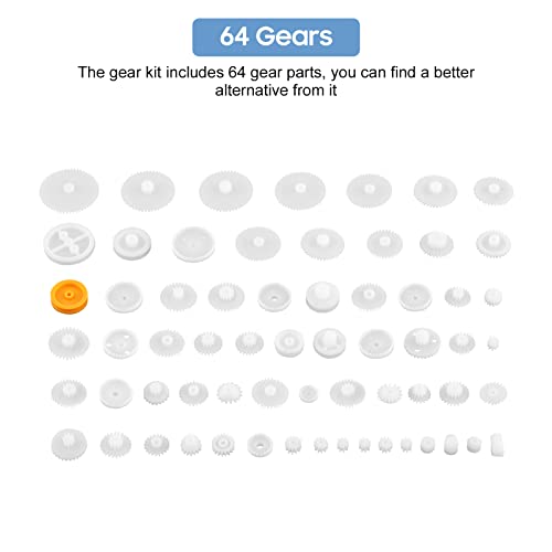 Kunststoff-getriebe Achse, Plastik Motor Zahnräder, Zahnradsätze, Kunststoffzahnradsatz Riemenscheibenriemenschraubensätze Kronenradsatz Robotermotorspielzeug DIY-Teile Schneckengetriebe 64 Arten