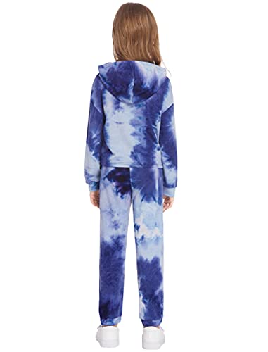 Hopeac Little Girls Tie Dye Set Clothes Outfits Jogger Sweatsuits Tracksuits Sweatshirts Hoodies Pants Sets Size 5-6 Years #TOP5