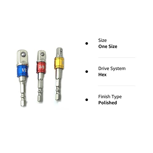 Panovo (3Pcs) Power Hand Tools Sockets Adapter Sets, Hex Square Nuts Driver Drill Impact Socket Extension Bit Adapter Socket Wrench Adapter Set 1/4" 3/8" 1/2" Drive. #TOP4