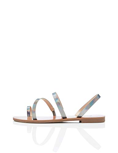 find. Strappy Gladiator Sandalias con Punta Abierta, Multicolor Irridescent, 36 EU