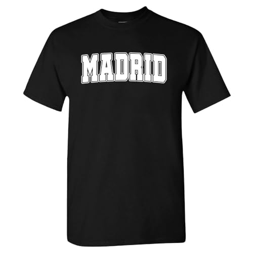 Xtreme Apparrel Madrid - World Soccer Retro Club Men's Fan T-Shirt (Black T-Shirt, L)
