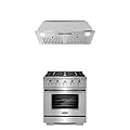 Cosmo 2-Piece Kitchen Package, 30" Insert Range Hood with 3-Speed Fan and 30" Gas Range with with 4 Sealed Burners