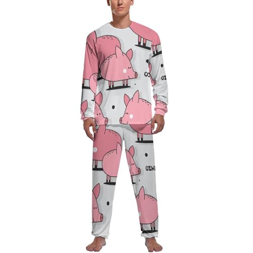 Pyjama homme manches longues ample imprimé cochon pour éviter les nuits fraîches