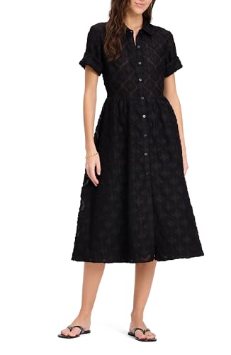 knee length dresses for ladies Kate Midi Shirt Dress-Red, Polka Wave main image 1