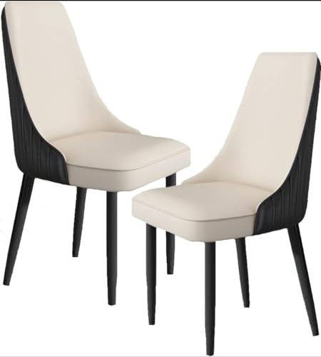 Image of Dream Furnishing - Set of 6 Dinning Chairs Elegant & Luxury Looks Strong Metal Frame Legs for Home Cafe Office Hotel (Black-Ivory New Model Set of 6)