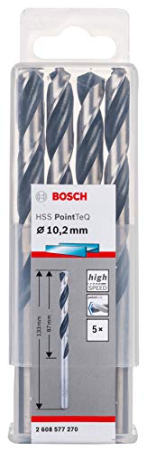 Bosch Professional 10 Stück HSS Spiralbohrer PointTeQ (für Metall, 4,9 x 52 x 86 mm, Zubehör Bohrschrauber) – Ansicht 1