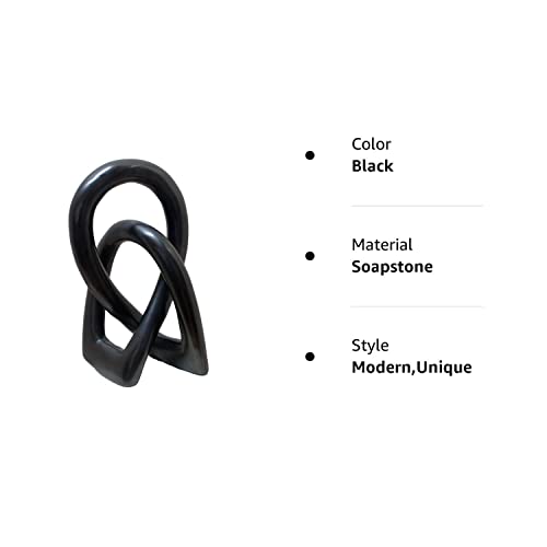 Continuous Looped Entwined Love Carving Unique Modern Contemporary Décor Hand-Crafted Soapstone Artisans Of Kenya Genuine Human Hands Precious Gift (6 Inch, Black) #TOP5