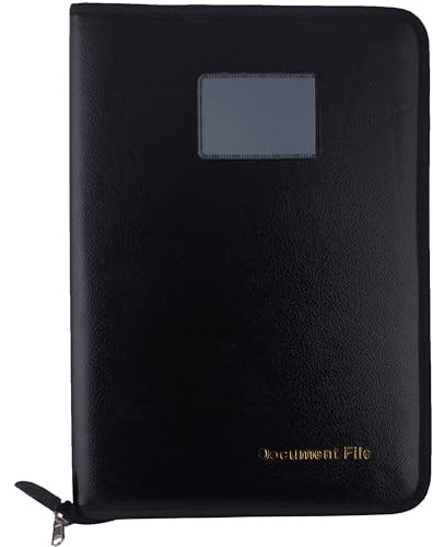 Image of ZesTale PU Leather Multipurpose Professional File Folders for Certificates | Documents Holder | Document Bag | Portfolio Executive File Legal Size Documents Holder (20Leaves,FS) (Set of 1, Black)