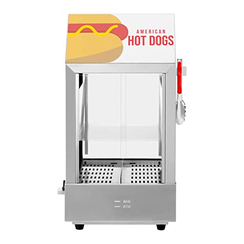 Royal Catering RCHW 1000H Hot Dog Steamer 100 Würstchen 25 Brötchen 1000 W Hot Dog Wärmer Würstchenwärmer