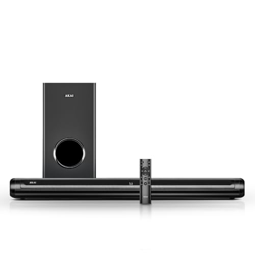 Image of AKAI Soundbar 120W RMS with Remote - 1 Year Warranty | 2.1 Channel Bar with 5.25 inch Sub-Woofer | 3D Sound Effect, LED Display, HDMI ARC,EQ Modes | Supports TV & Smartphone (SigmaX-120 Pro)