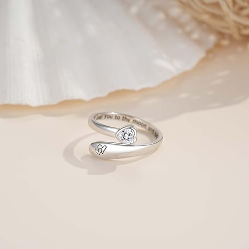 925 Sterling Silver Just Breathe Ring for Women Adjustable Heart Ring Personality Inspirational Jewelry Gifts2