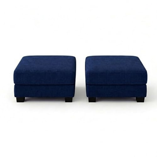 Image of Vero 5 Seater L Shape Sofa Set with 2 Movable Ottomans | Flexible Layout | Luxury Velvet Suede Fabric | Modern Living Room Sofa | Dark Blue