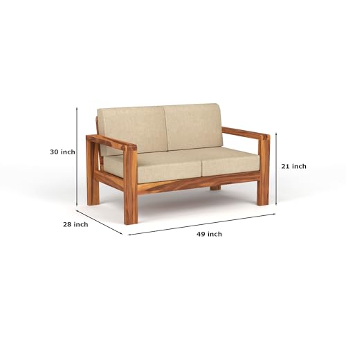 Image of Sheesham Wooden 2 Seater Sofa for Living Room | Solid Wood Sofa | Rosewood Sofa Set for Home & Office | Lounge (Honey Finish, 2 Seater)