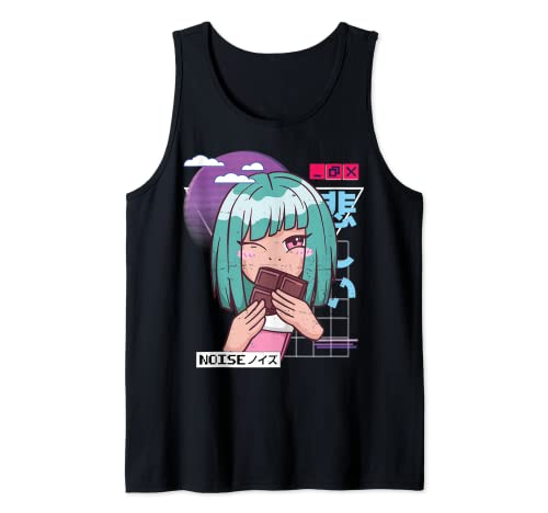 Vaporwave - Kawaii Aesthetic - Japanese Korean - Anime Girl Camiseta sin Mangas