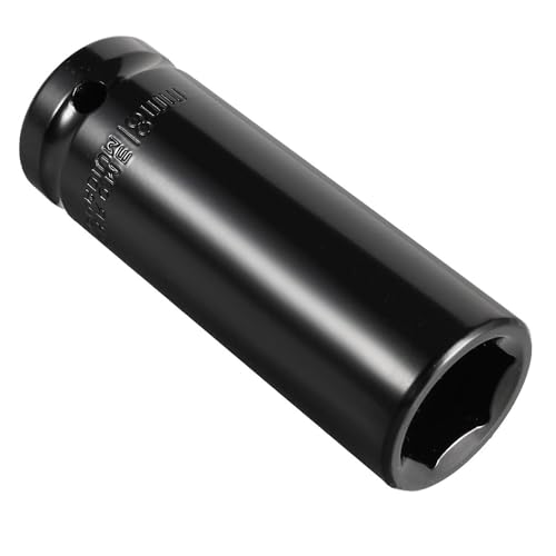 Juttzzei 1/2 Inch Drive 18mm Deep Impact Socket - Heat-Treated CR-V Steel, 78mm Length, 6-Point Metric Sizes for Car & Home Repair