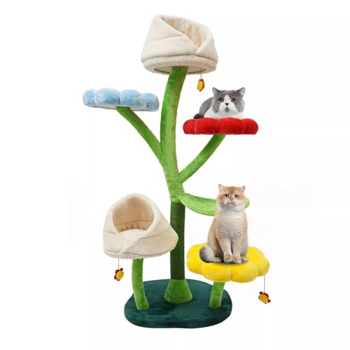 Tall Cat Tree, 64Inch 6 Tier Modern Cat Tower with Sisal Rope Scratching Posts and Litter Box Weight Capacity 22 lbs for Homes, Pet Shops, Living Rooms