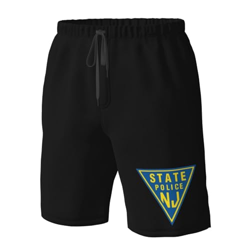 New Jersey State Police Men's Beach Shorts Quick Dry Swim Trunks with Pockets Mesh Lining4