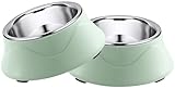 SWRWJ Plato para Perro 2 Unidades, Plato para Gato Acero Inoxidable, Cuenco para Mascotas Doble Propósito, Apilable y...